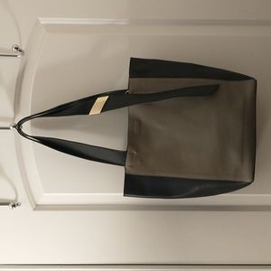 Gray and black leather Calvin Klein handbag